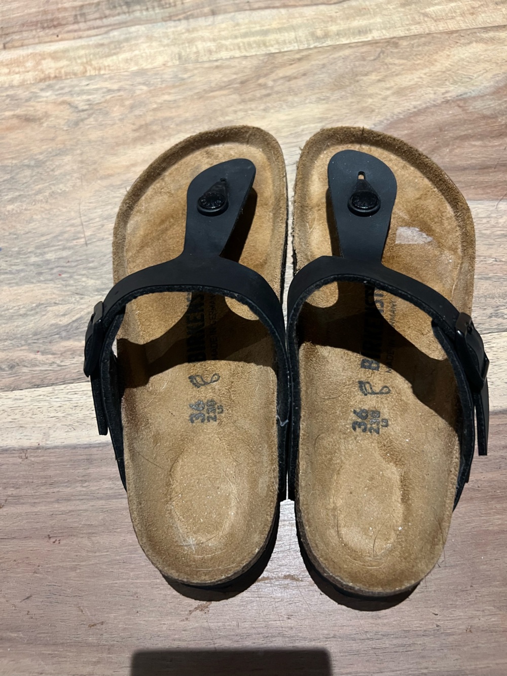 Birkenstock Black Women's Thong Sandals with Cork Footbed size 36